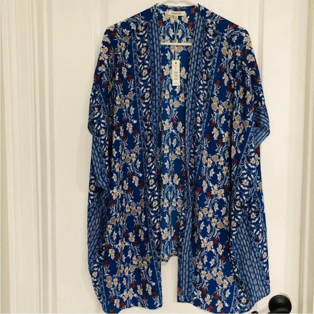 Max Studio Women's Crepe Kimono Open coverup Floral‎ Kaftan NWT Cardigan Small